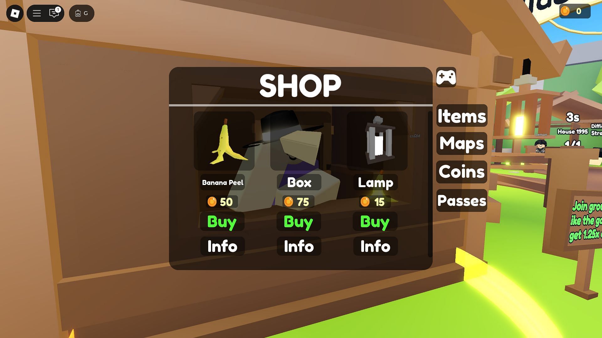 The in-game shop (Image via Roblox)